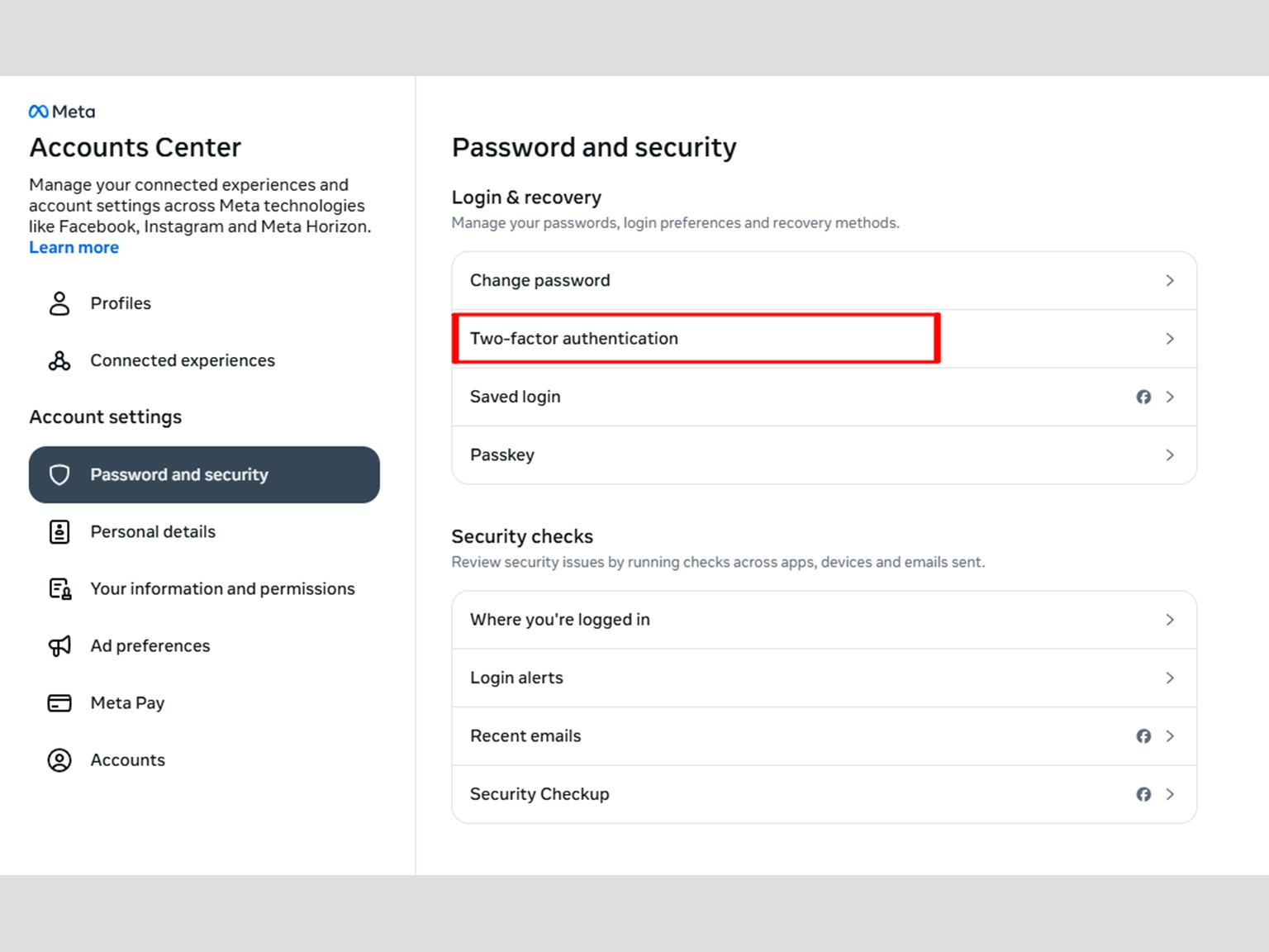 Choose Two-factor authentication