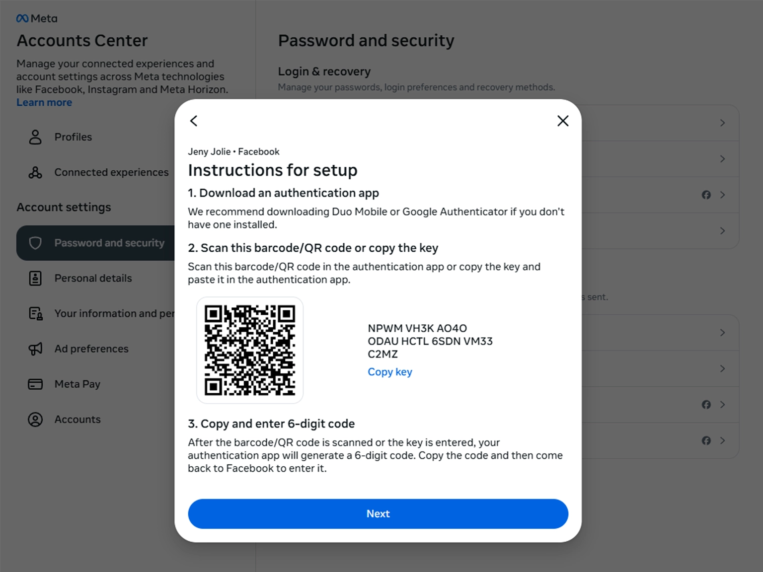 Enable 2FA Authentication App