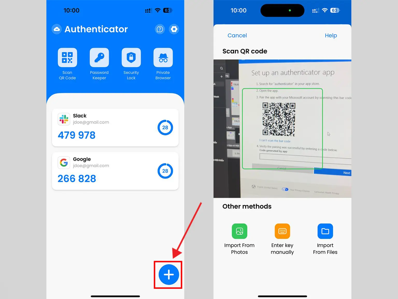 Open Authenticator App: Scan & 2FA